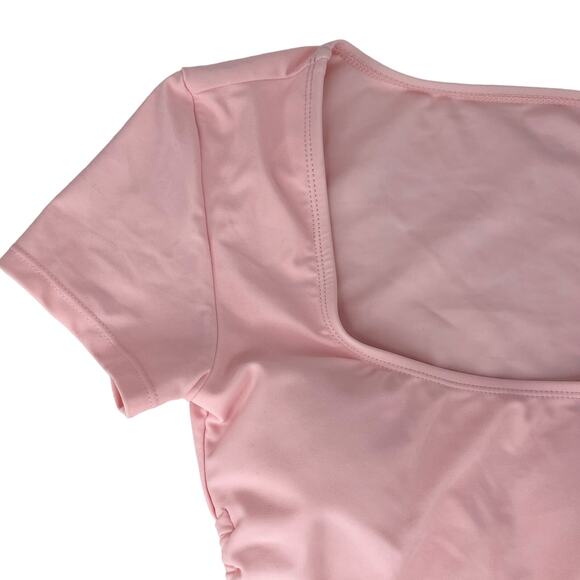 Cabana del Sol Swimsuit Bikini Pink String Short Sleeves Small New - Picture 8 of 13